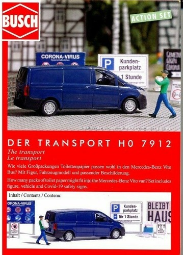 #7912 BUSCH ACTION SET 1:87//H0 kleine Szene /"Der Transport/" Figur, Auto...