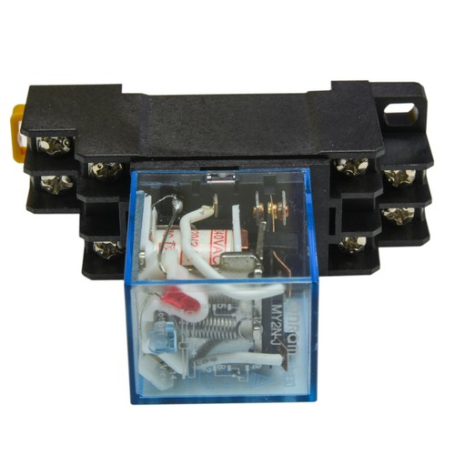 Omron MY2N-J 240V A//C Coil Lot of 2 5A Cube Relay with Socket Base PYF08A