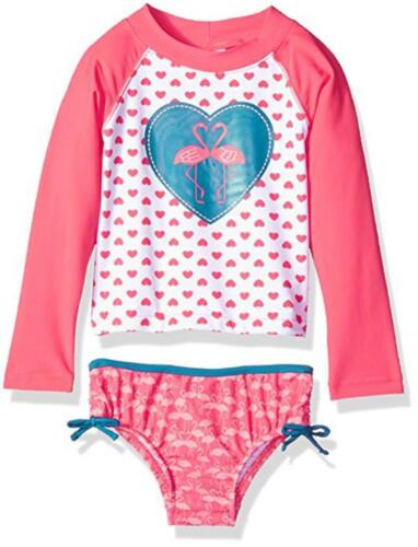 Kiko & Max Infant Girls Coral Rashguard Swim Set Size 3/6M 6/9M 12M 18M 24M 