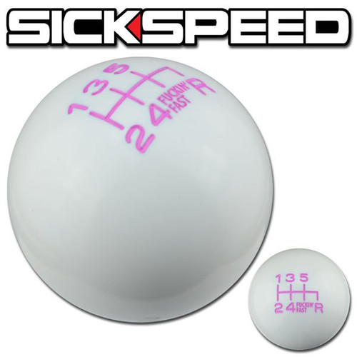 WHITE//PINK FING FAST SHIFT KNOB FOR 6 SPEED SHORT THROW SHIFTER 10X1.5 K12