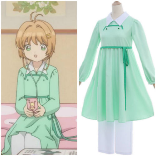 Details about  / Cardcaptor Sakura:Clear Card KINOMOTO SAKURA Dress Green Pajamas cosplay costume
