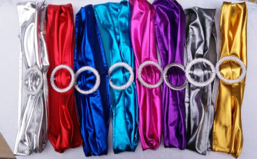 10 Metallic Spandex Chair Band for Folding Banquet Lycra Universal Chair Covers