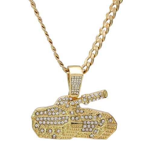 Details about / 14k Gold PT Hip Hop Exquisite No Limit Tank Iced Pendant 24 30/" Cuban Chain
