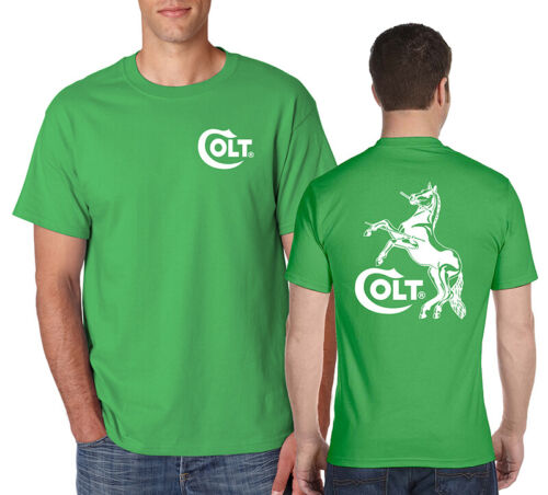 COLT T-Shirt Front Back Horse Logo 2nd Amendment NRA Pro Guns o S-6XL Gildan Tee