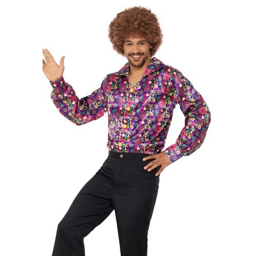 Herrenkostume 60s Psychedelic Cnd Shirt Mens 1960s Fancy Dress Accessory Disco Shirt Kleidung Accessoires Sticisce Sredisce Si