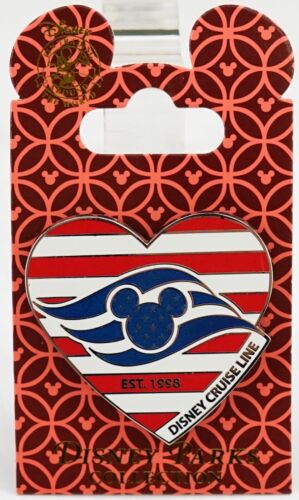 New Disney Parks Collection American Flag Heart Disney Cruise Line Est 1998 Pin 