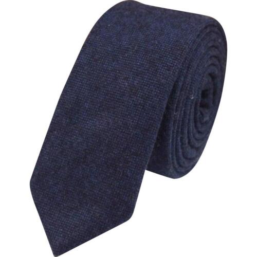 New Dark Navy Blue Skinny Tweed Wool Tie /& Pocket Square Set Great Reviews UK.
