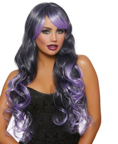Dreamgirl 11352 Black and Purple Long Wavy Layered Ombre Wig
