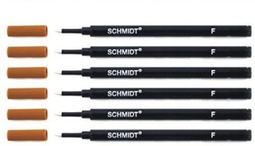 6 Pack - SCHMIDT 888 Safety Rollerball Ceramic Tip Pen Refills - Black Fine