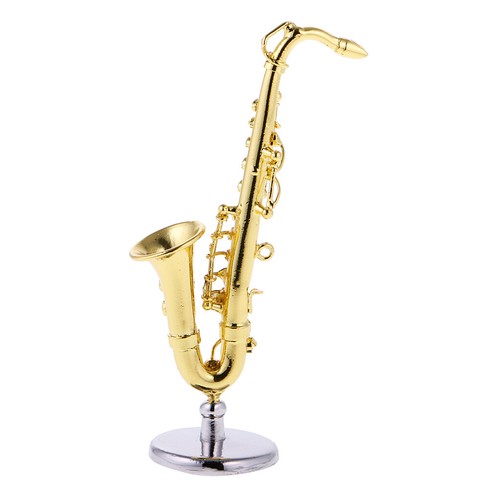 Exquisite legierung goldene miniatur saxophon für 1:12 skala puppenhaus