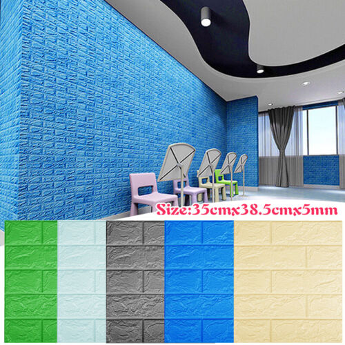 10Pcs 3D Self Adhesive Brick Wall Tiles Sticker Kitchen Bathroom Home Wallpaper 