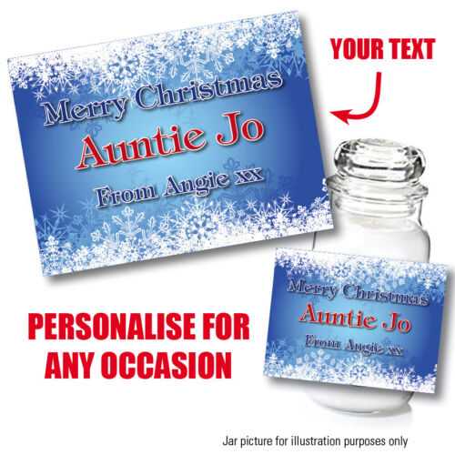 PERSONALISED CHRISTMAS LABEL STICKER CANDLE JAR GIFT IDEA PRESENT YANKEE 125 