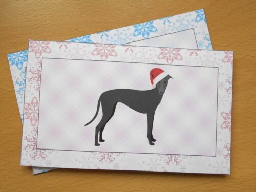 Greyhound Dog Christmas Money Wallet Envelope Gift Card Snowflakes Pink or Blue 