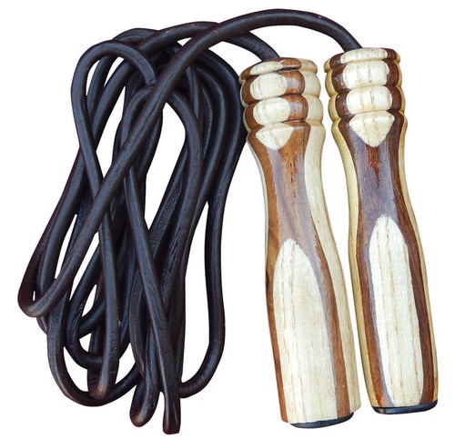 ARD MAX Leather Skipping Rope Weight Wood Handle Exercise Fitness Speed Jump