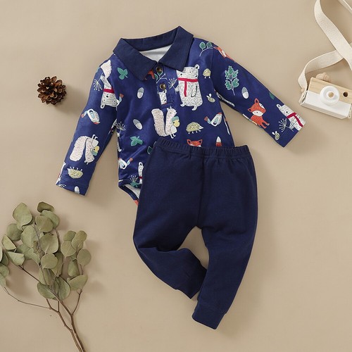 Baby Boys Outfits Animal Romper Tops Jumpsuit Pants Newborn Toddler Clothes Set