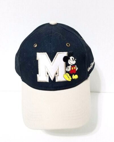 Disney Parks Mickey Mouse Character Varsity Logo Baseball Hat Cap Blue Beige