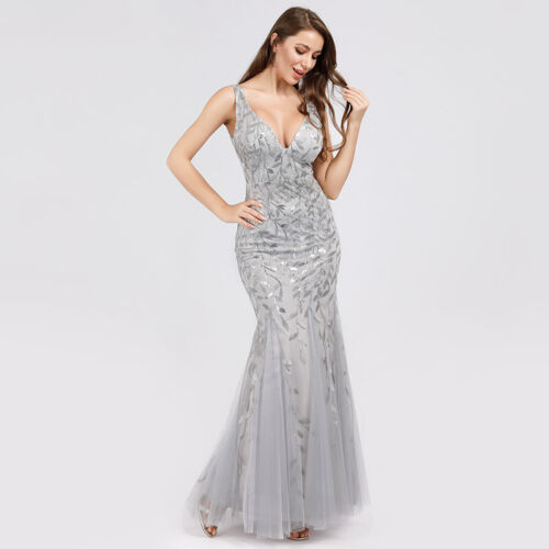 Ever-Pretty Fishtail Cocktail Gowns Sequins Bridesmaid Formal Dress Long 07886