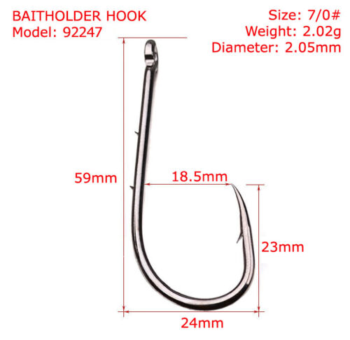 Lot 50pcs Baitholder Hook Jig Big Black HIgh Carbon Steel Fishing Hooks 4#-8//0#
