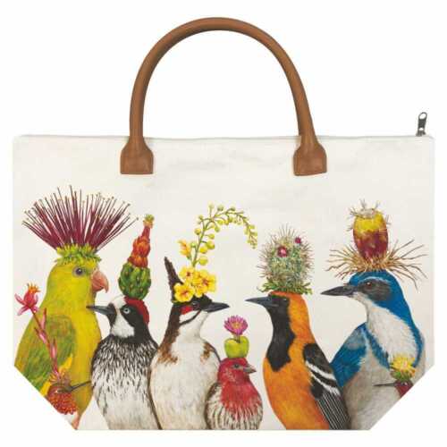 Details about   New PPD Vicki Sawyer Canvas Tote Bag THE ENTOURAGE Birds Gift Large White 