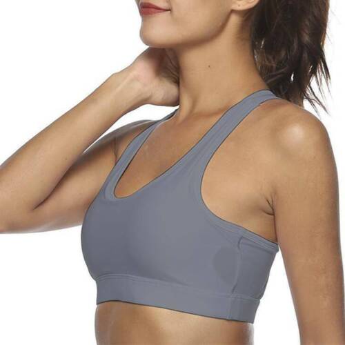 Womens High Impact Sports Bra Padded Push Up Yoga Stretch Tops With Phone Pocket 