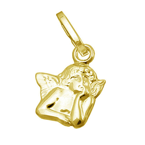 Kinder Schutz Engel Figur Anhänger Echt Gold 333 mit Kette Silber 925 vergoldet
