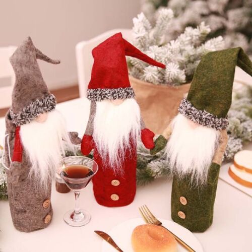 Bolsa para botella Nordic De Navidad Santa Muñeco Adornos Cubierta Fiesta Decoración de mesa cb