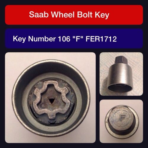 Genuine Saab locking wheel bolt nut key FER 1712 106 /"F/"