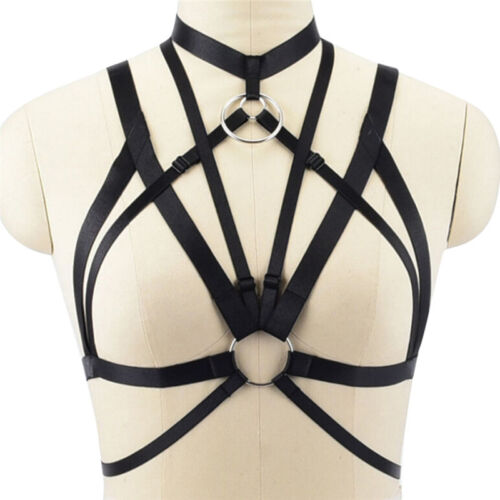 Womens Body Harness Cross Crop Elastic Bandage Goth Cage BRA Straps Lingerie  RC