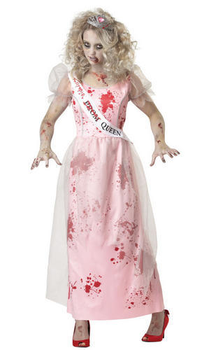 Prom Queen Zombie Ladies Fancy Dress Halloween Womens Adults Costume Outfit New
