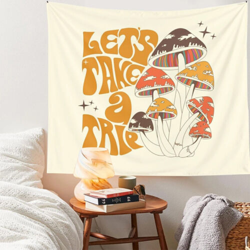 Quotes Mushroom Tapestry Wall Decor Girls Dorm Room Wall Hanging Aesthetic 