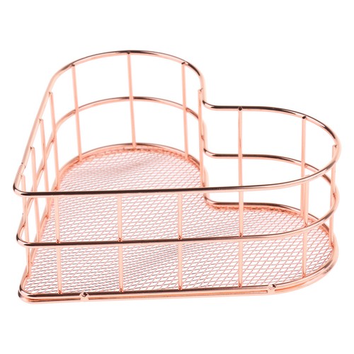Modern Iron Rose Gold Wire Mesh Storage Basket for Kitchen Bedroom Bathroom