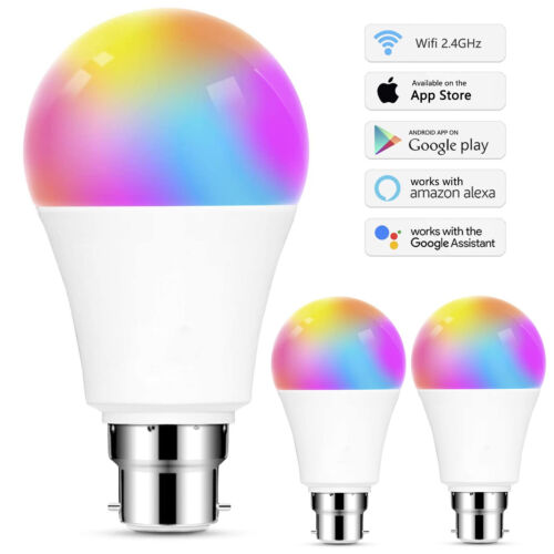 1-5X LED Wifi Smart Light Bulb 12W Dimmable RGBW Lamp B22 For Alexa Google Home