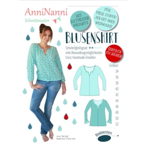 Schnittmuster AnniNanni Blusenshirt in den Größen 34 bis 52 Shirt Bluse 