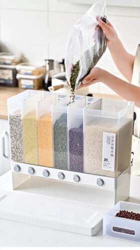 Rice Storage Box Container Grain Cereal Food Dispenser Kitchen Plastic Bucket