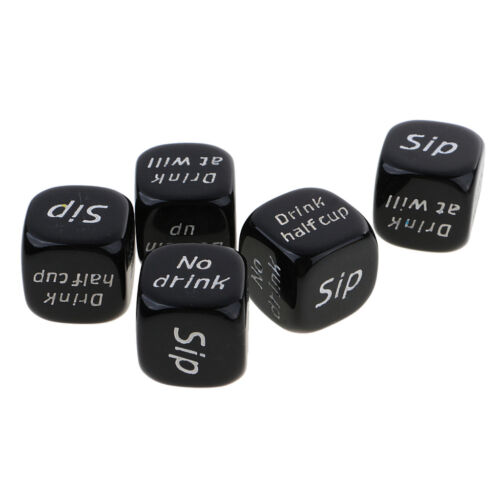 5x English Letter Drink Decider Dices Games Party Pub Bar Fun Die Toys Black