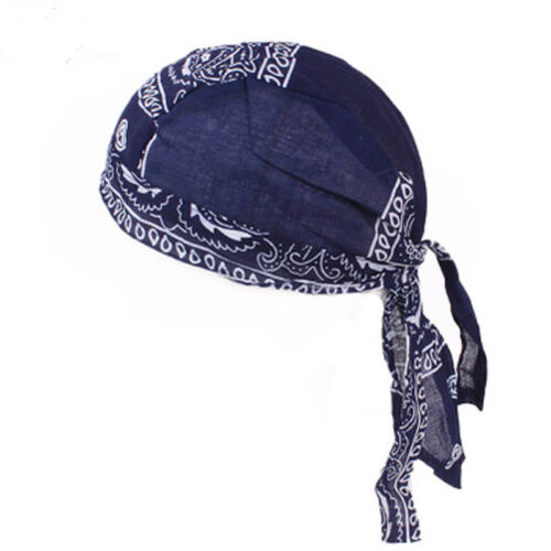 Unisex Men Women Bandana Durag Head Wrap Hat Silky Pirate Cap Turban Long Tail