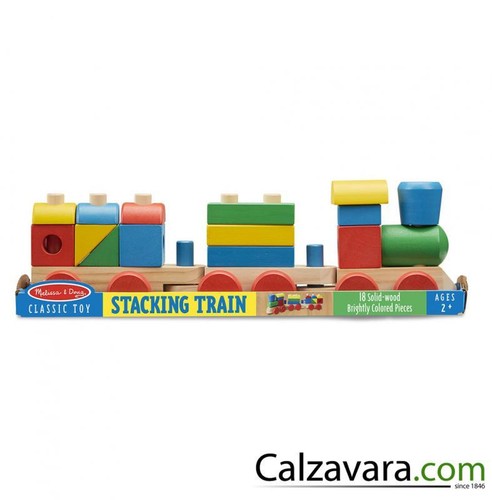 Melissa /& Doug 10572 Treno in Legno con Forme Geometriche Impilabili
