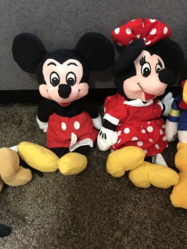 lot Walt Disney Mickey Minnie Mouse Goofy Donald Pluto Plush Beanies babies 