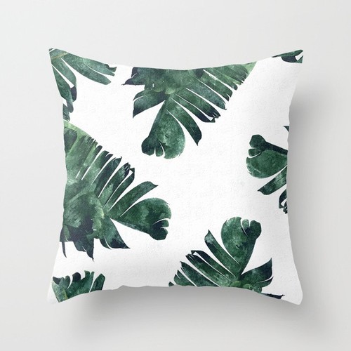 Polyester pillow case cover green leaves throw sofa car cushion cover Home Decor