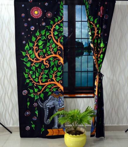 Elephant Tree Wall Hanging Door Window Curtain Tapestry Indian Hippie Bohemian 