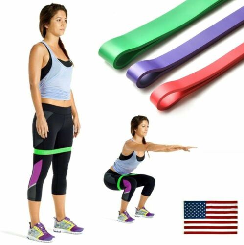 Set 3 Heavy Duty Resistance Band Loop Exercise Yoga Workout Power Gym Fitness HO