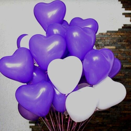 10-100 Heart Shape White & Mix Colour Balloons Helium For Mothers Day Wedding UK 