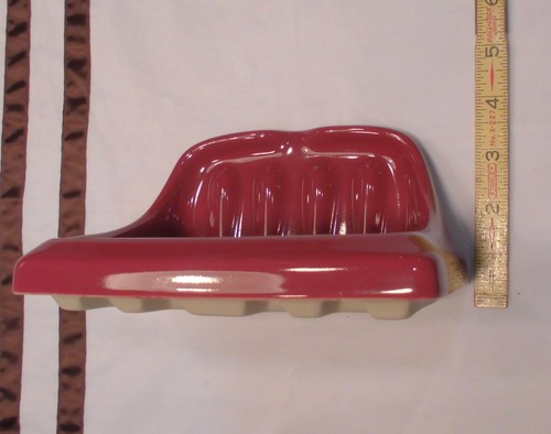 tile-in-semi-recessed Classic *Burgundy*Ceramic Soap Dish 5/" X 7/" New Stock