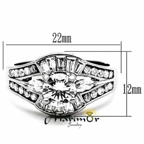 WOMENS AAA CUBIC ZIRCONIA SILVER STAINLESS STEEL ENGAGEMENT WEDDING RING SZ 5-10