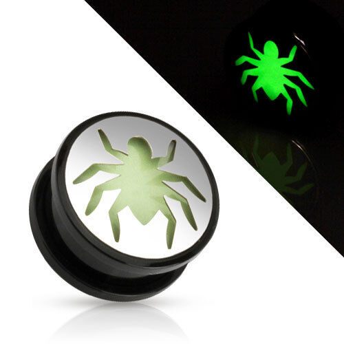 Flesh Tunnel Plug Glow in the dark Spider Spiderweb Star Iron Cross