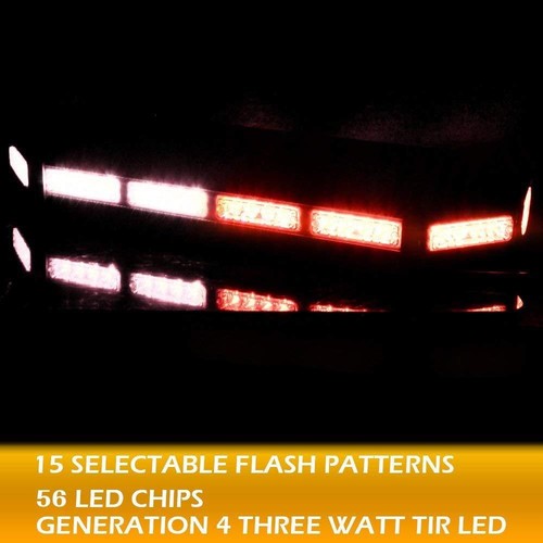 168W White//Red 56 LED Emergency Warning Flash Roof Top LED Strobe Light Bar