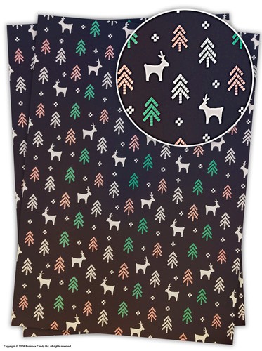 Christmas Xmas Wrapping Paper Gift Wrap Reindeer Tree Star Double Sided Festive