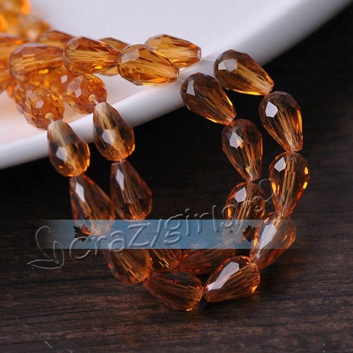 12x8MM 100X Teardrop Faceted Crystal Glass Loose Spacer Beads Craft Jewelry