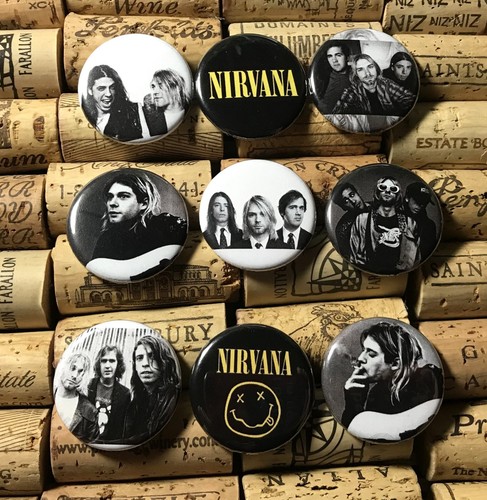 NIRVANA set of 9~ Bigger size 1 1//4/" Pinback Buttons Pins KURT COBAIN DAVE GROHL