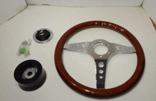 New 13.5" Wood Steering Wheel & Hub Adaptor Triumph TR4 TR4A TR6 1962-76 Made UK 